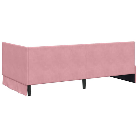 vidaXL Corner Bed Frame with Headboard Pink 100 x 200 cm Velvet