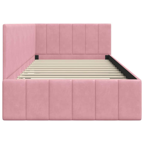 vidaXL Corner Bed Frame with Headboard Pink 100 x 200 cm Velvet