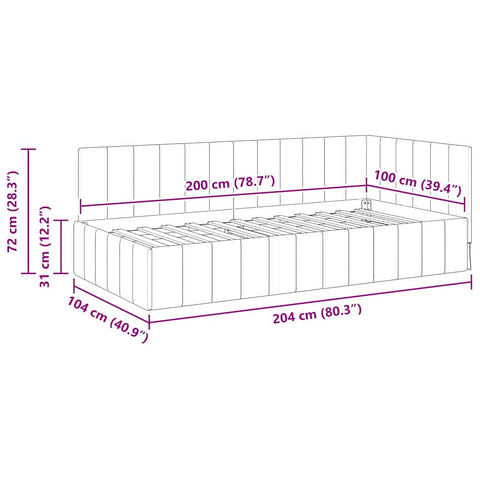 vidaXL Corner Bed Frame with Headboard Pink 100 x 200 cm Velvet