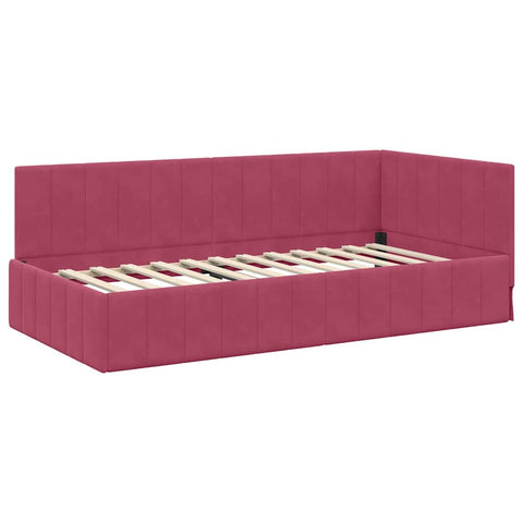 vidaXL Corner Bed Frame with Headboard Wine red 100 x 200 cm Velvet