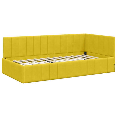 vidaXL Corner Bed Frame with Headboard Yellow 100 x 200 cm Velvet