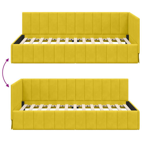 vidaXL Corner Bed Frame with Headboard Yellow 100 x 200 cm Velvet