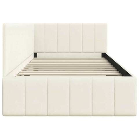vidaXL Corner Bed Frame with Headboard Cream 100 x 200 cm Velvet