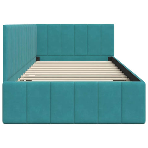 vidaXL Corner Bed Frame with Headboard Turquoise 100 x 200 cm Velvet