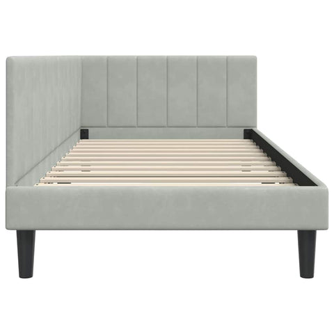 vidaXL Corner Bed Frame with Headboard Light grey 90 x 200 cm Velvet