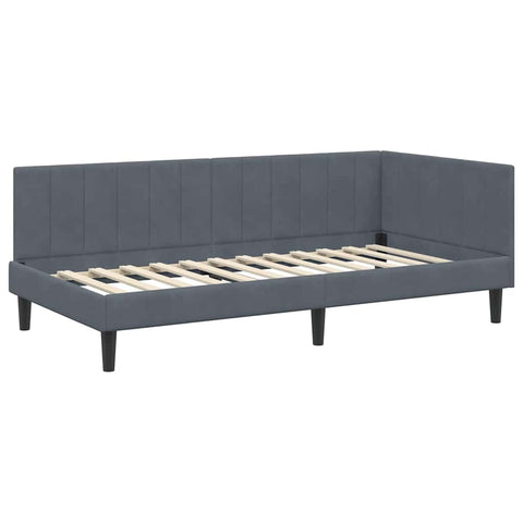 vidaXL Corner Bed Frame with Headboard Dark grey 90 x 200 cm Velvet