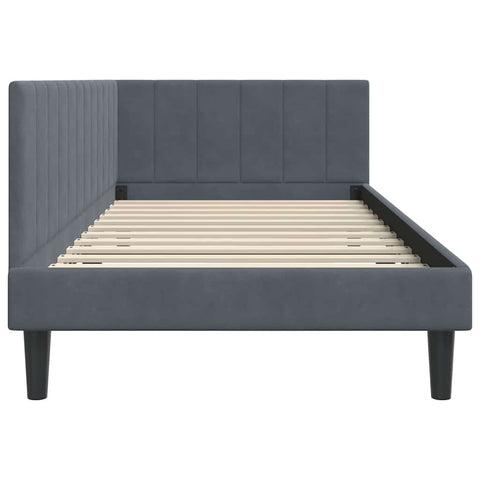 vidaXL Corner Bed Frame with Headboard Dark grey 90 x 200 cm Velvet