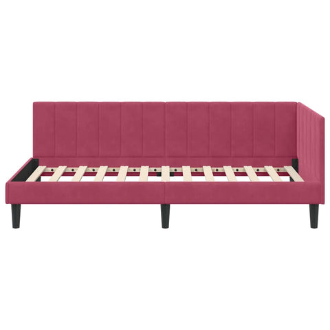 vidaXL Corner Bed Frame with Headboard Wine red 90 x 200 cm Velvet