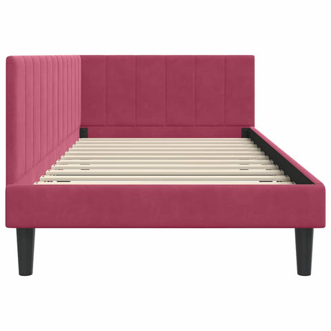 vidaXL Corner Bed Frame with Headboard Wine red 90 x 200 cm Velvet