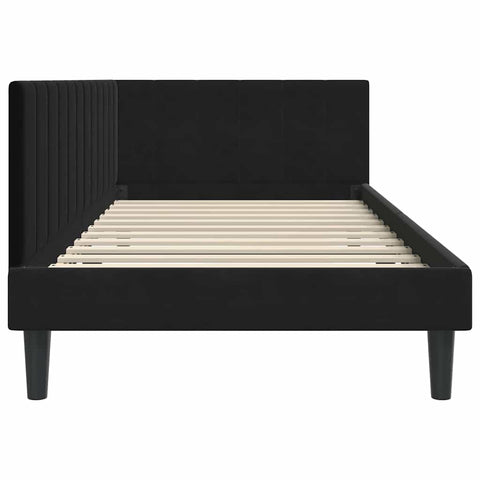 vidaXL Corner Bed Frame with Headboard Black 90 x 200 cm Velvet