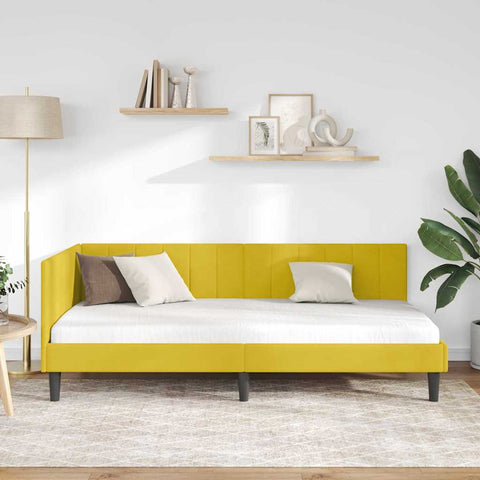 vidaXL Corner Bed Frame with Headboard Yellow 90 x 200 cm Velvet