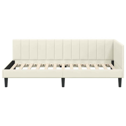vidaXL Corner Bed Frame with Headboard Cream 90 x 200 cm Velvet