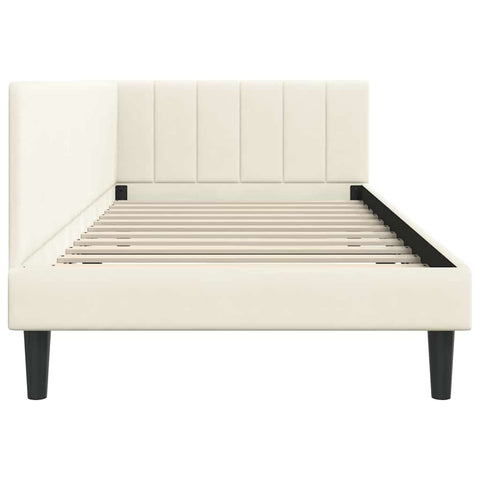 vidaXL Corner Bed Frame with Headboard Cream 90 x 200 cm Velvet