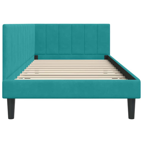 vidaXL Corner Bed Frame with Headboard Turquoise 90 x 200 cm Velvet