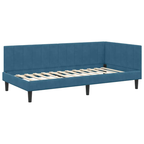 vidaXL Corner Bed Frame with Headboard Blue 100 x 200 cm Velvet