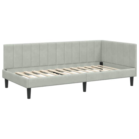vidaXL Corner Bed Frame with Headboard Light grey 100 x 200 cm Velvet