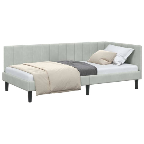 vidaXL Corner Bed Frame with Headboard Light grey 100 x 200 cm Velvet