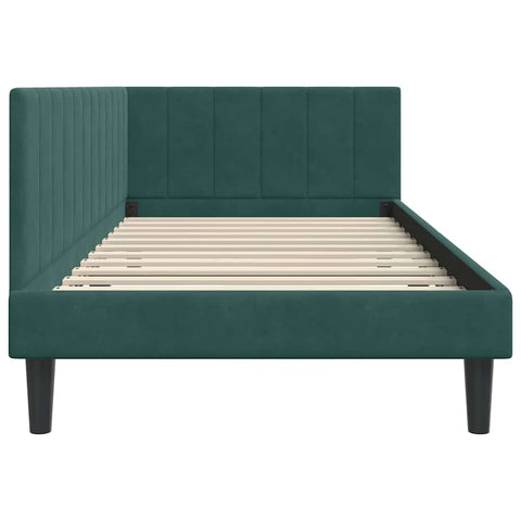vidaXL Corner Bed Frame with Headboard Dark green 100 x 200 cm Velvet