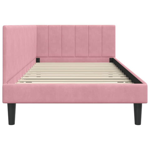 vidaXL Corner Bed Frame with Headboard Pink 100 x 200 cm Velvet