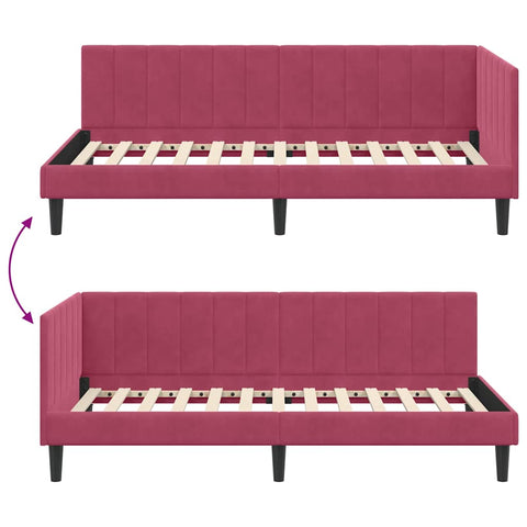 vidaXL Corner Bed Frame with Headboard Wine red 100 x 200 cm Velvet