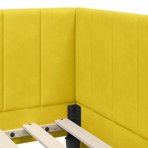 vidaXL Corner Bed Frame with Headboard Yellow 100 x 200 cm Velvet