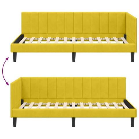 vidaXL Corner Bed Frame with Headboard Yellow 100 x 200 cm Velvet