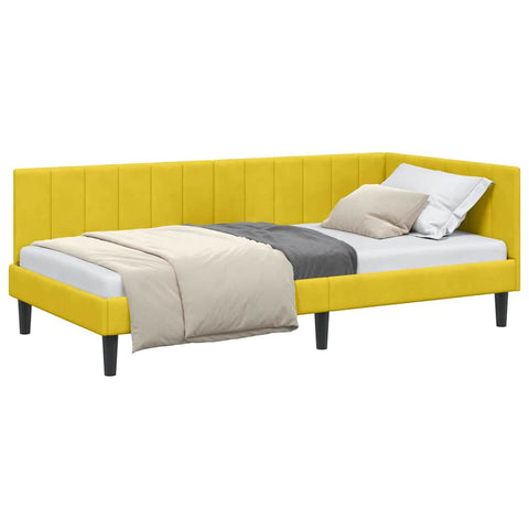 vidaXL Corner Bed Frame with Headboard Yellow 100 x 200 cm Velvet