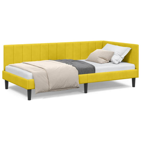 vidaXL Corner Bed Frame with Headboard Yellow 100 x 200 cm Velvet