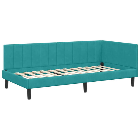 vidaXL Corner Bed Frame with Headboard Turquoise 100 x 200 cm Velvet