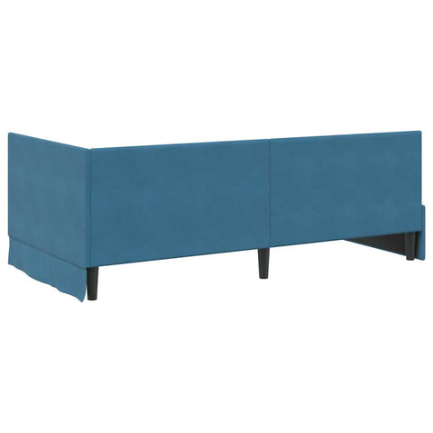 vidaXL Corner Bed Frame with Headboard Blue 90 x 190 cm Velvet