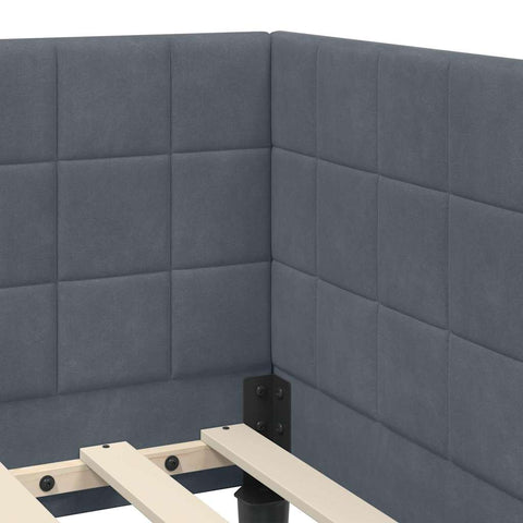 vidaXL Corner Bed Frame with Headboard Dark grey 90 x 190 cm Velvet