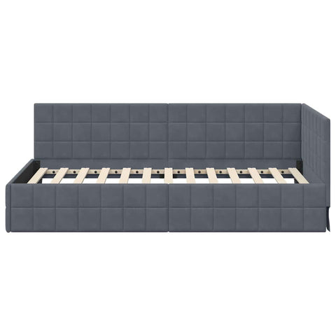 vidaXL Corner Bed Frame with Headboard Dark grey 90 x 190 cm Velvet