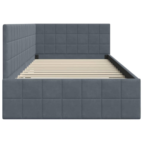 vidaXL Corner Bed Frame with Headboard Dark grey 90 x 190 cm Velvet
