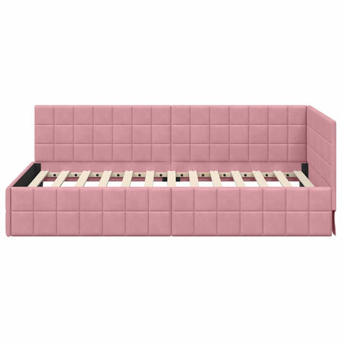 vidaXL Corner Bed Frame with Headboard Pink 90 x 190 cm Velvet