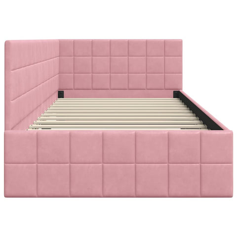 vidaXL Corner Bed Frame with Headboard Pink 90 x 190 cm Velvet