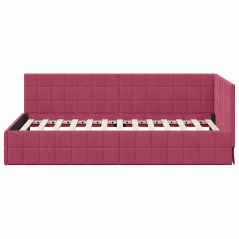vidaXL Corner Bed Frame with Headboard Wine red 90 x 190 cm Velvet