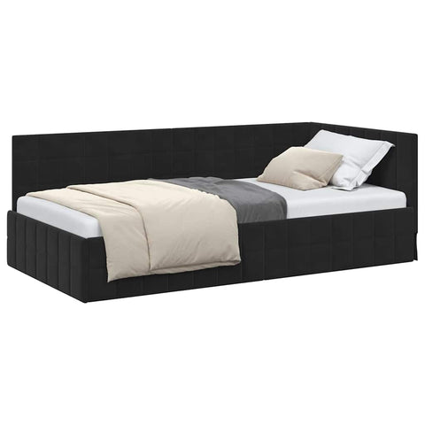vidaXL Corner Bed Frame with Headboard Black 90 x 190 cm Velvet