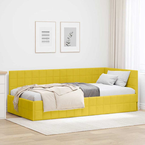vidaXL Corner Bed Frame with Headboard Yellow 90 x 190 cm Velvet