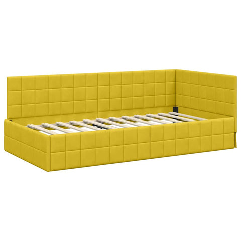 vidaXL Corner Bed Frame with Headboard Yellow 90 x 190 cm Velvet