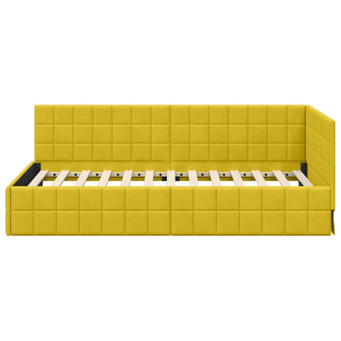 vidaXL Corner Bed Frame with Headboard Yellow 90 x 190 cm Velvet