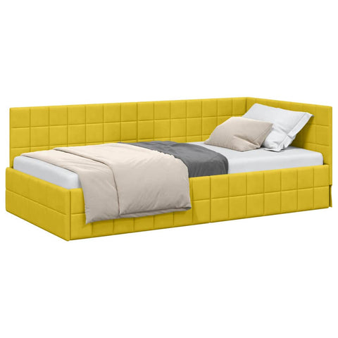 vidaXL Corner Bed Frame with Headboard Yellow 90 x 190 cm Velvet