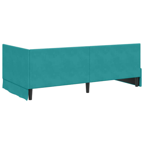 vidaXL Corner Bed Frame with Headboard Turquoise 90 x 190 cm Velvet