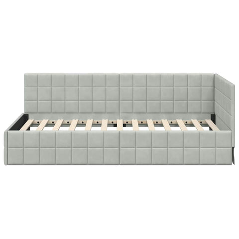 vidaXL Corner Bed Frame with Headboard Light grey 90 x 200 cm Velvet