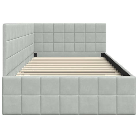 vidaXL Corner Bed Frame with Headboard Light grey 90 x 200 cm Velvet