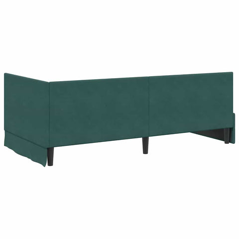vidaXL Corner Bed Frame with Headboard Dark green 90 x 200 cm Velvet