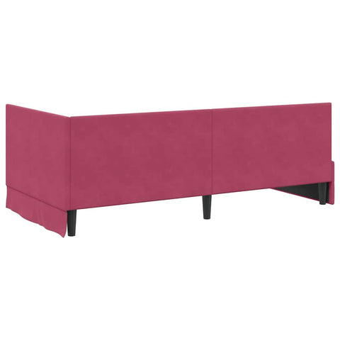 vidaXL Corner Bed Frame with Headboard Wine red 90 x 200 cm Velvet
