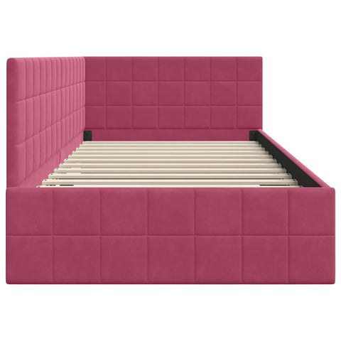 vidaXL Corner Bed Frame with Headboard Wine red 90 x 200 cm Velvet