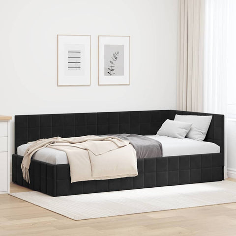vidaXL Corner Bed Frame with Headboard Black 90 x 200 cm Velvet