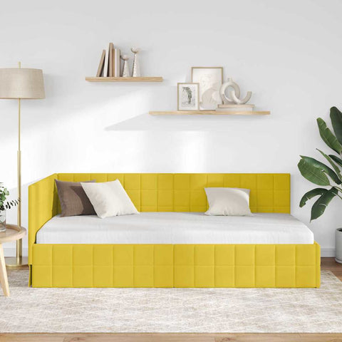 vidaXL Corner Bed Frame with Headboard Yellow 90 x 200 cm Velvet