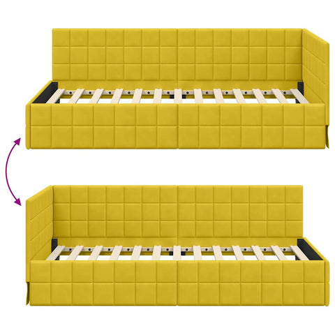 vidaXL Corner Bed Frame with Headboard Yellow 90 x 200 cm Velvet